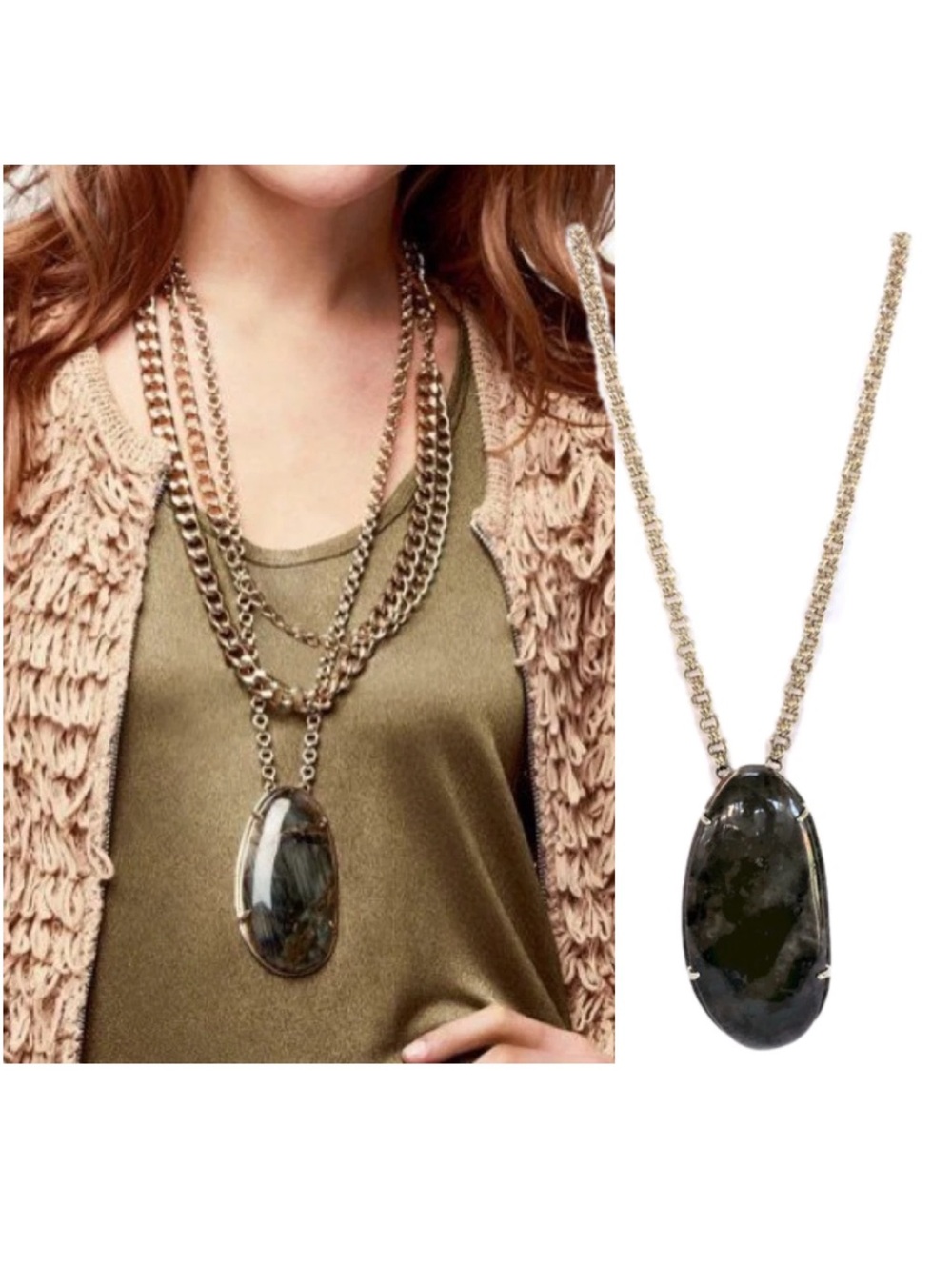 Stella & Dot Leona Labradorite Stone Necklace